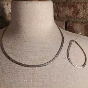 Italian Stamped Sterling Silver Necklace &Bracelet